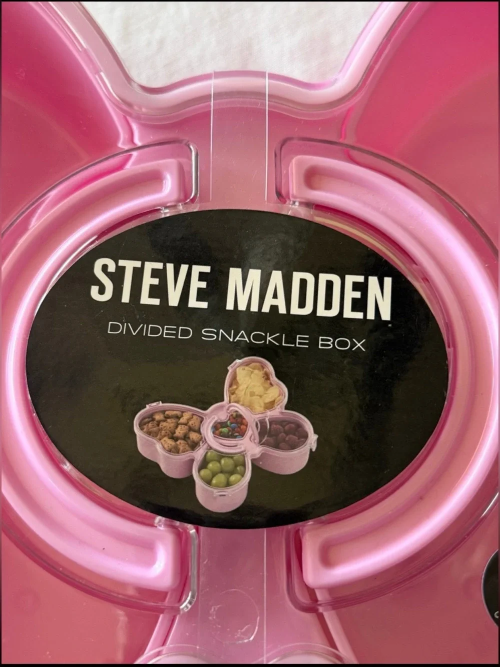Pink Butterfly Snackle Box Divided With Handle by Steve Madden